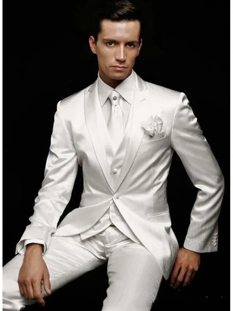 Color: black, Size: 6XL - Men's 3 Piece Suit One Button Tailored Fit Wedding Jacket Tux Vest & Trousers