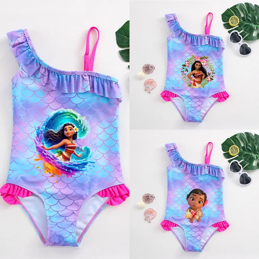 Color: Lavender, Kid Size: 18M - Moana Baby Girl Mermaid Fish Scale Print Swimsuit One-Piece Swimwear Toddler Bathing Suit Beach Outfit