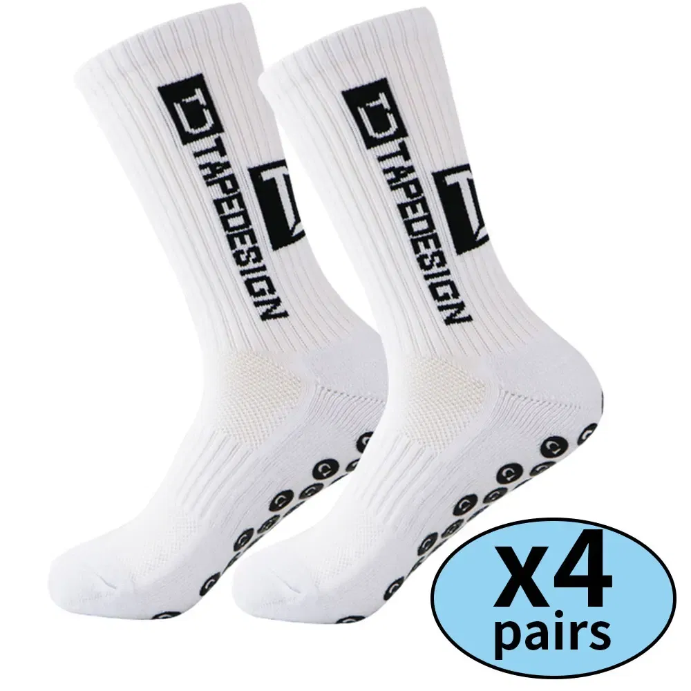 Color: GRAY - 4 pairs of new non slip football socks, basketball socks, yoga socks, sports socks, outdoor sports socks
