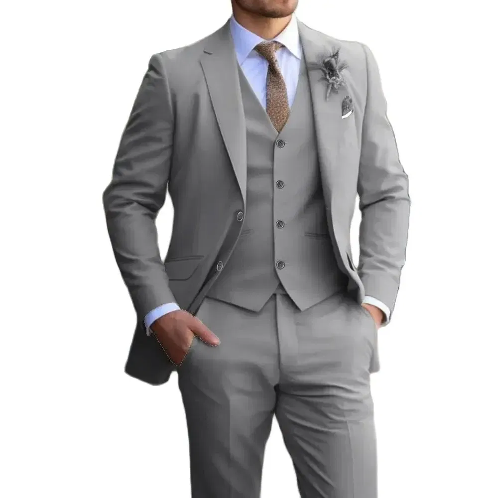 Suit 3-piece Classic men's fashion slim-fit suit Vest Pants suit Men's dress Casual Dress Formal Business wedding