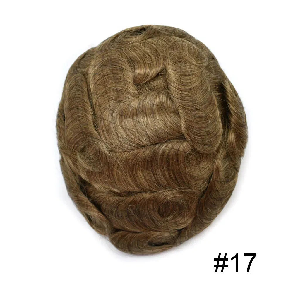 Toupee Color: 17#, Toupee Density: 100%, Length: 6 inches, Ships From: CHINA, Toupee Size: 8x10 - Men Toupee Hair Systems Ultra Thin Skin 0.06MM V-LOOP Capillary Prosthesis Invisible Hairline Real Human HairPieces Hair Units