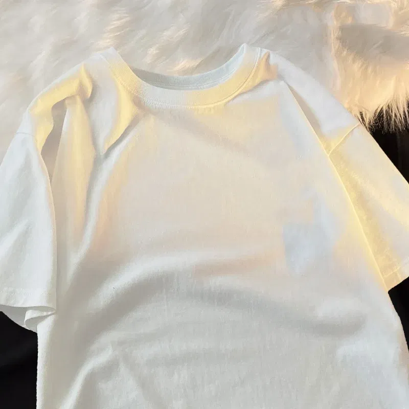 Color: camel, Size: XXXL - Cat Pearl Milk Tea Cartoonmans T Shirt Fitting Loose Tee Clothing Leisure Shoulder Drop T-Shirts Pleasure Cool Short Sleeved