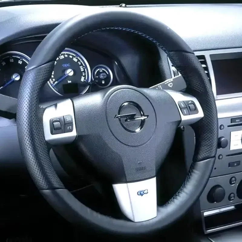 Color Name: black - Hand Stitched Microfiber Leather Car Steering Wheel Cover For Opel Astra Borant 2006 2007 2008 Original Steering Wheel Braid