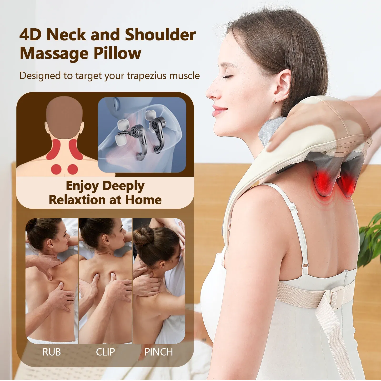 Color: GRAY - Foreverlily Neck And Shoulder Massager Wireless Neck And Back Shiatsu Kneading Massager Neck Cervical Relaxing Massage Shawl
