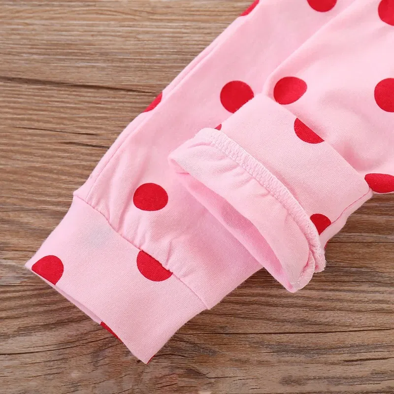 Color: Beige, Kid Size: 12M - Spring Fall Cotton Newborn Baby Girl Clothes 0-3 Months Polka Dot Unisex Infant Clothes Set Boy 3-piece Clothing With Hat