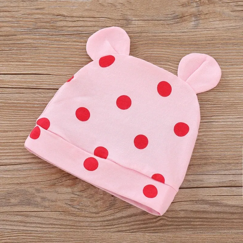 Color: Beige, Kid Size: 12M - Spring Fall Cotton Newborn Baby Girl Clothes 0-3 Months Polka Dot Unisex Infant Clothes Set Boy 3-piece Clothing With Hat