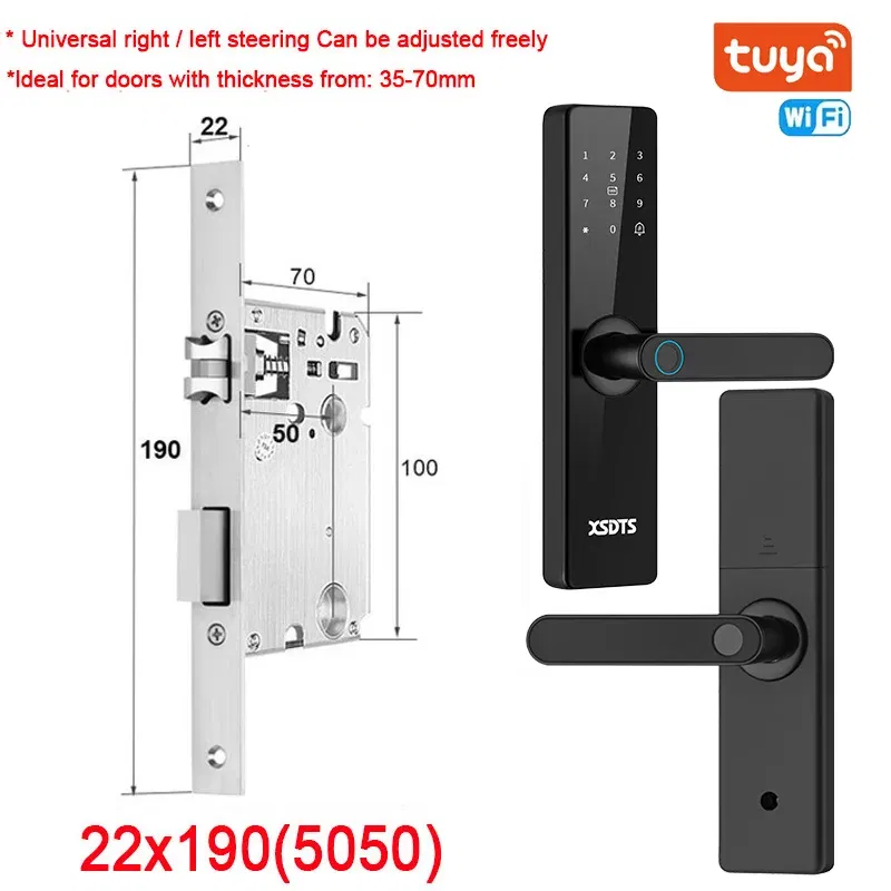 Color: Tawny, Ships From: CHINA - New! Tuya Wifi Electronic Smart Door Lock With Biometric Fingerprint / Smart Card / Password / Key Unlock/ USB Emergency Charge
