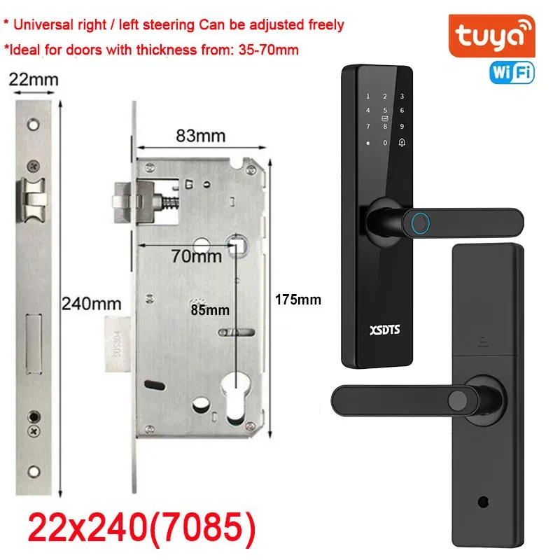 Color: Tawny, Ships From: CHINA - New! Tuya Wifi Electronic Smart Door Lock With Biometric Fingerprint / Smart Card / Password / Key Unlock/ USB Emergency Charge