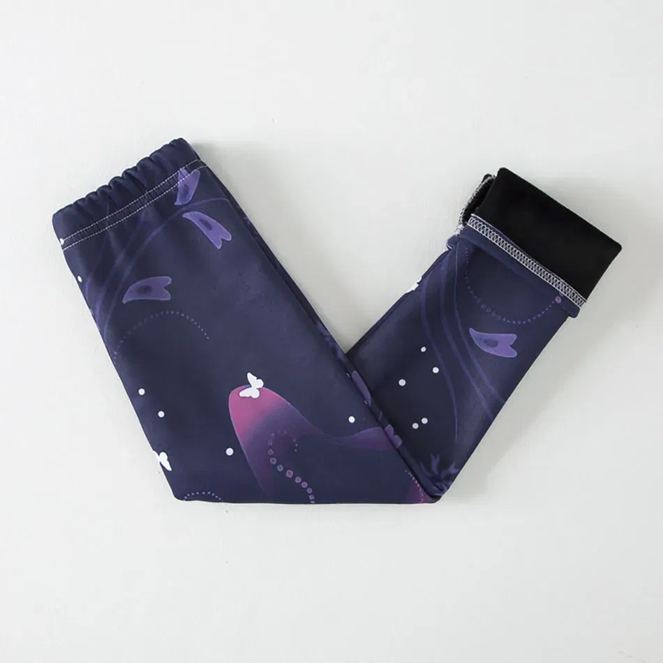 Color: Beige, Size: 100cm - Warmth and Cozy Girls Plush Lined Thickened Elastic Leggings Long Pants Suitable Kids Daily Wear in Autumn Winter Cold Weather