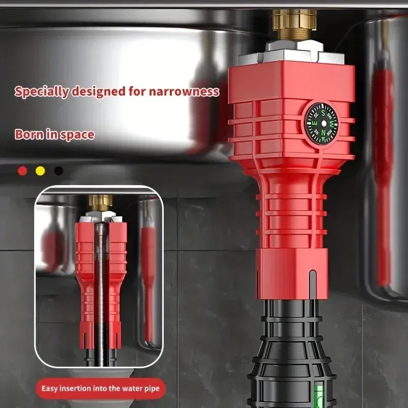 Color: Black - 24/18/8 Multifunction Faucet and Sink Installer Tool Faucet Wrench Tool Plumbing Tool Water Pipe Spanner for Kitchen Bathroom