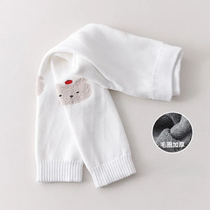 Color: Brown, Kid Size: 9M - Autumn Winter Thickened Baby Pantyhose A-class Girl Stocking Infant Toddler Knit Tights Cute Print High Waist Overall Legging