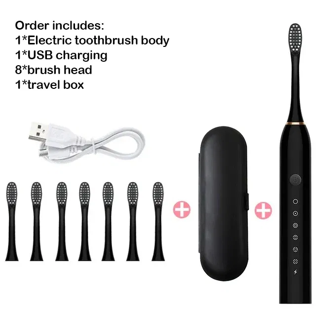 Color: transparent - Sonic Electric Toothbrush Adult Smart Timing Tooth Brush Teeth Clean Whitening Fast USB Rechargeable Toothbrush Replacement Head