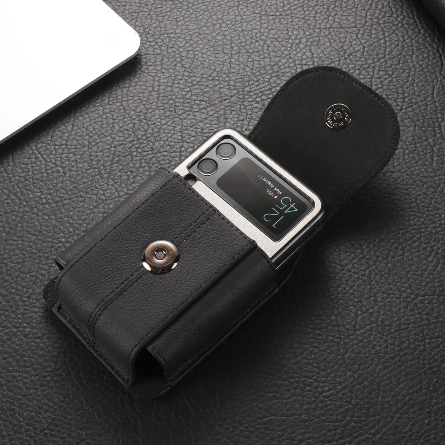 Color: black, Ships From: CHINA, Material: Silicon - Cow Leather Belt Clip Case Holster Pouch For Samsung Galaxy Z Flip 6 5 4 3,Moto Razr 50 40 Ultra,Huawei P50 Pocket S Waist Bag