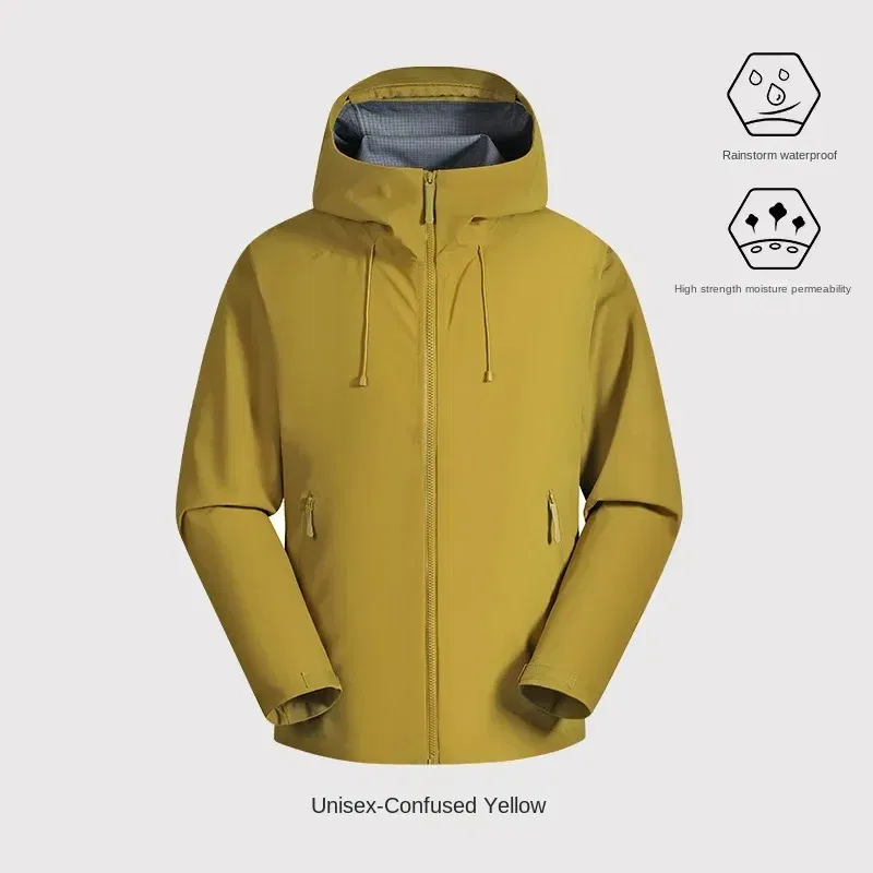 Color: black, Size: XL - GB Standard Waterproof Jacket Men Women, All-Weather Hiking Raincoat, Breathable Windbreaker, Outdoor Trekking Climbing Coat