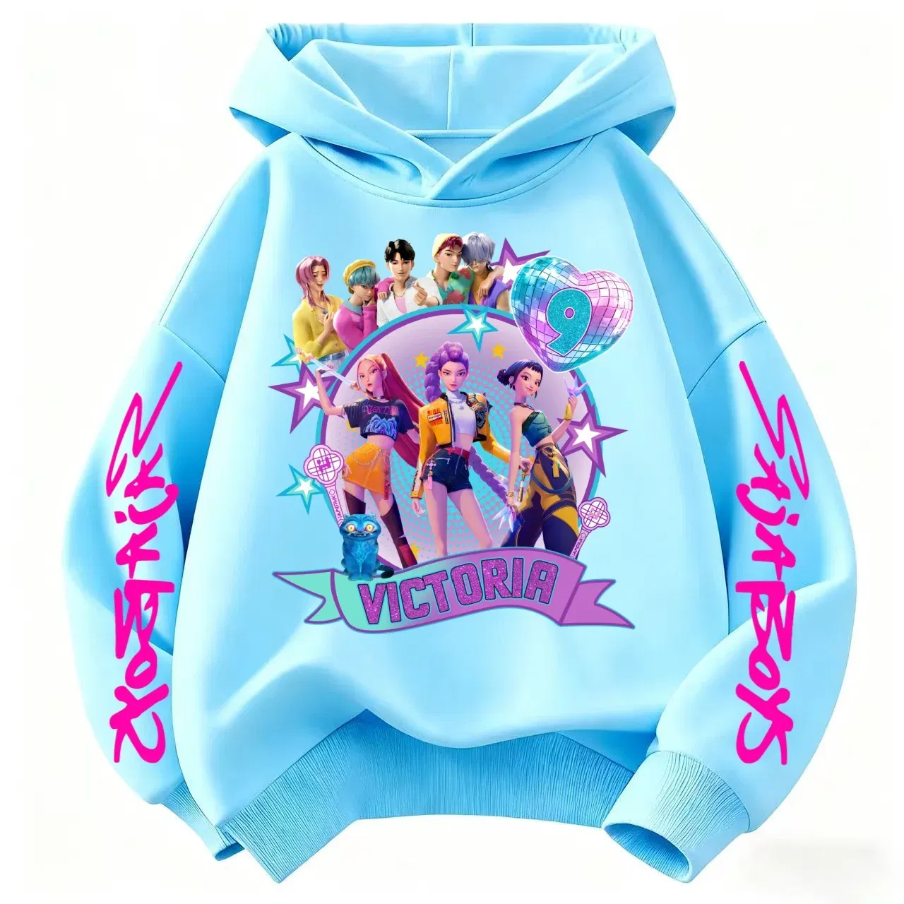 Color: GRAY, Kid Size: 4 - Movie Kpop Demon Hunters Shining light ball Hoodie Men Women Cartoon Fashion Sweatshirt Male Casual boys&girls Pullover Hoodies