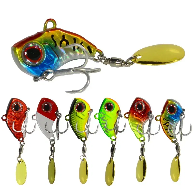 Color: Yellow, Size: 40mm, Ships From: CHINA - 1Pcs Rotating Metal VIB vibration Bait Spinner Spoon Fishing Lures 8g/16g/21g Jigs Trout Wobbler Fishing Hard Baits Tackle Pesca