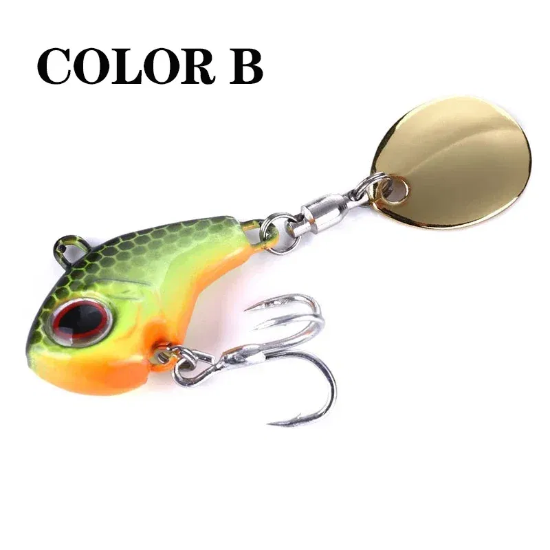 Color: Yellow, Size: 40mm, Ships From: CHINA - 1Pcs Rotating Metal VIB vibration Bait Spinner Spoon Fishing Lures 8g/16g/21g Jigs Trout Wobbler Fishing Hard Baits Tackle Pesca