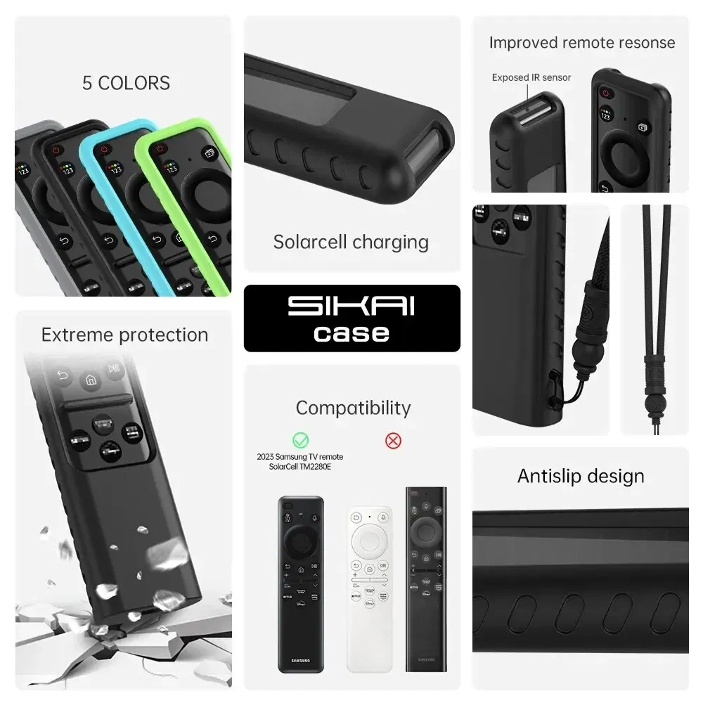 Color: light yellow - Silicone Remote Cover for Samsung 2023 TM2360E BN59 01432A TM2361E BN59 01455E Samsung Smart TV Remote Anit Lost with Lanyard