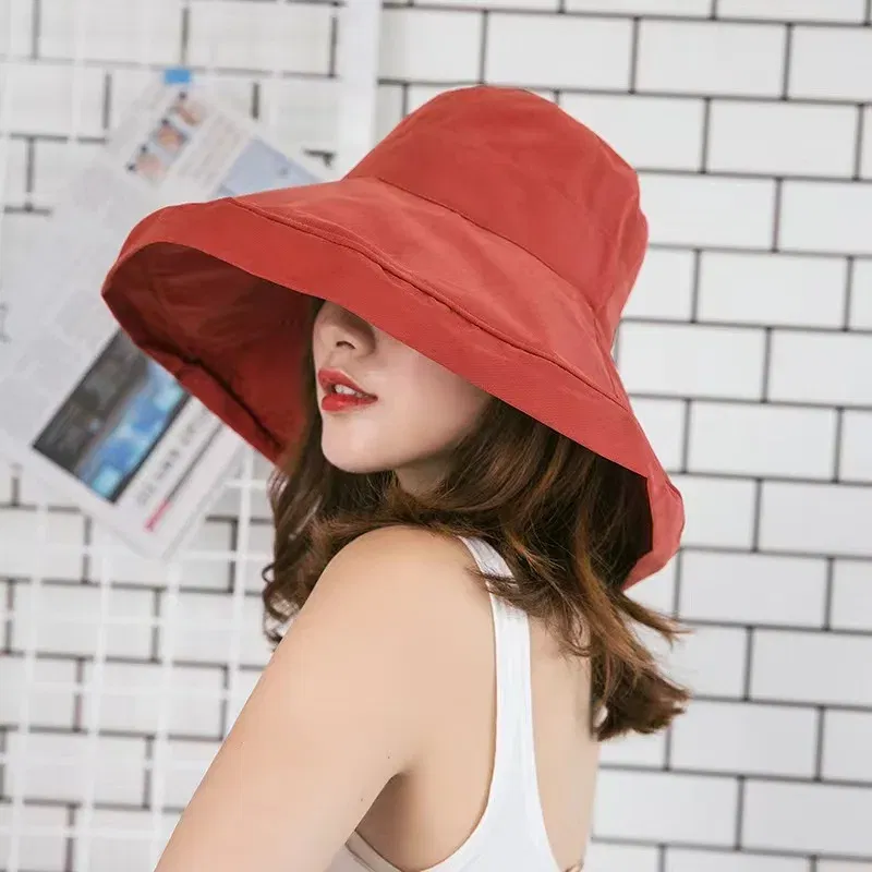 Color: Black, Size: One Size - 2023 Women's Hat Bucket hat Panamanian Women  Four Seasons Fisherman Hat Big Brim Hat Double-Sided Fisherman Hat Sun Visor Cap