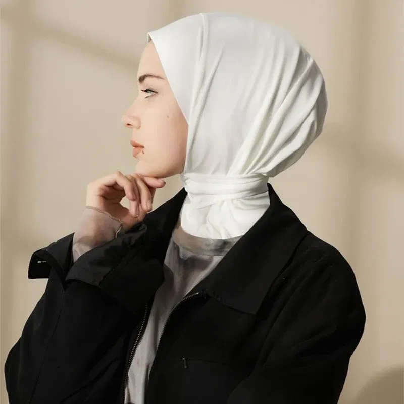 Color: dark ginger - A Summer Lady Muslim Ribbon Base Hat Ultra-soft Elastic Balaclavas, Outdoor Sunscreen Breathable Hood, Headdress