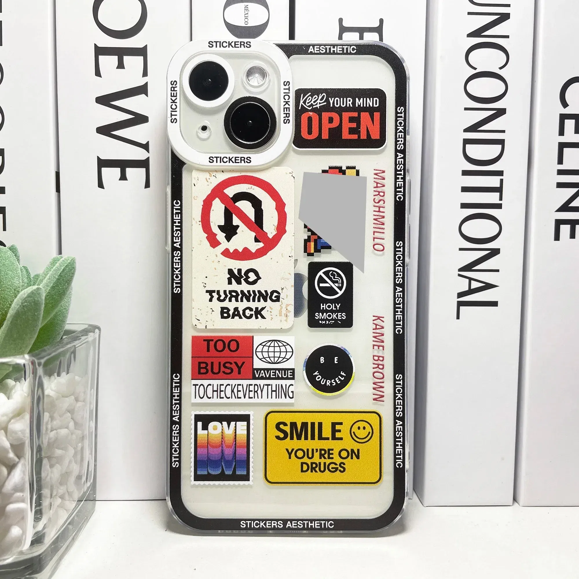 Color: Dark Grey, Material: Cotton Fabric - Mix Labels Collage Stickers Aesthetic Phone Case For Samsung Galaxy S10 S20 S21 S22 S23 S24 FE Plus Ultra Note 20