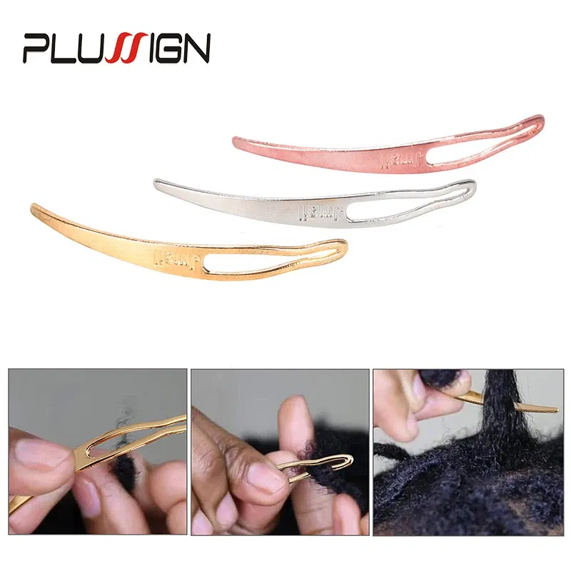 Color: salmon - Plussign Dreadlock Needle Hair Extension Tools Crochet Hook For Dreadlocks Interlocking Tools Silver Blonde Easy Locking Needle
