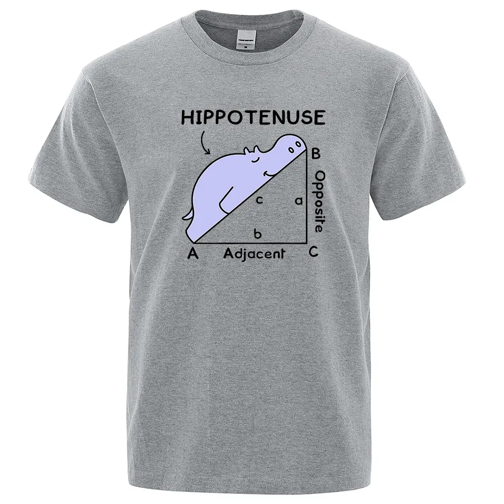 Color: WHITE, Size: XL - Hippotenuse Opposite Adjacent Funny Printed Men Women T Shirts Trigonometric Functions Cotton Short Sleeve Streetwear T-shirt