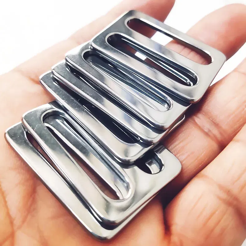 Size: 6# - Stainless Steel Tri-Glide Strap Adjuster Full Slider Square Buclke for Leather Craft Bag Shoulder Strap Belt Webbing