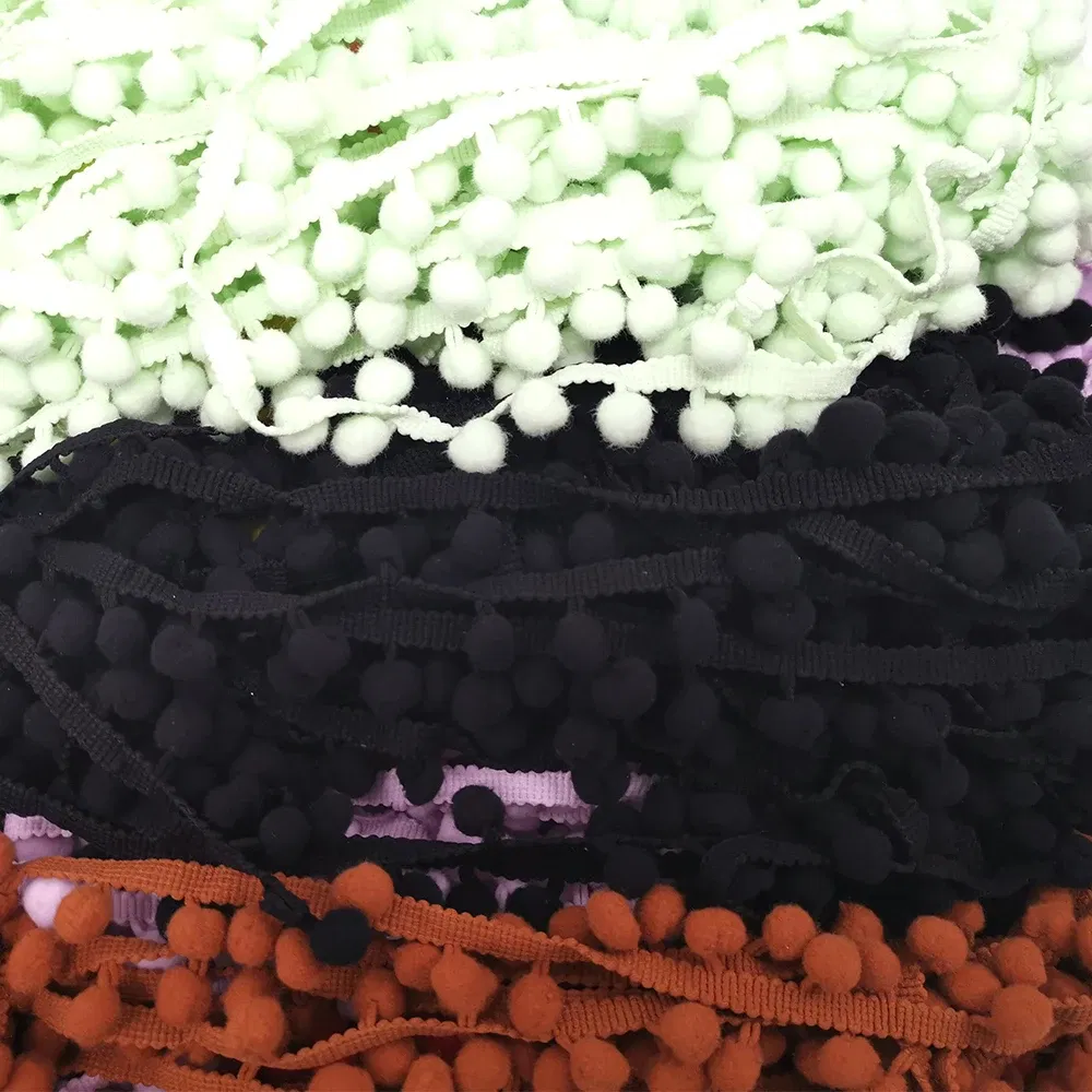 Color: Silver Gray, Size: M - 1-5yard Pom pom Fringe Lace Ribbon Pompom Trim Ball Fabric DIY Sewing Tassel Lace Kintted Fabric Handmade DIY Craft Accessorie