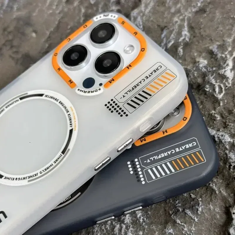 Color: SKY BLUE, Material: CANVAS - Matte Magnetic Phone Case For iPhone 12 13 14 15 16 Pro Max Megsafe Wireless Charge Frosted Back Metal Lens Frame Buttons Cover