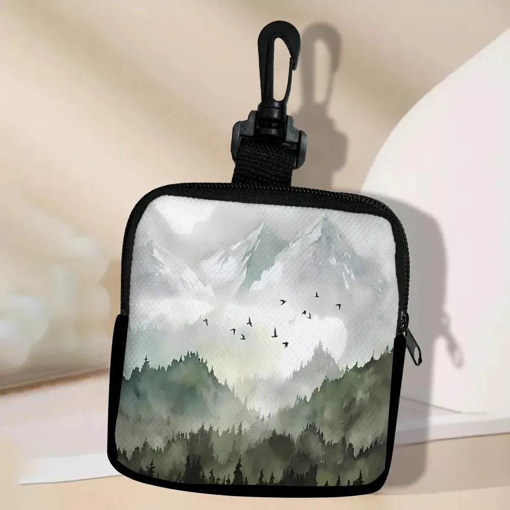 Color: Brown - Mountain Forest Sunset Fashion  Coin Purse Woman Small Change Money Bags Holder Wallet Mini Pouch Souvenir 8.1