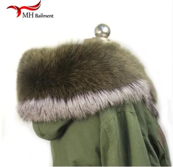 Color: WHITE, Size: M - 100% Real Raccoon Fur Scarf Coat Collar Ladies Winter Luxury Authentic Raccoon Warm Neck Shawl Coat Collar Furry Shawl Women
