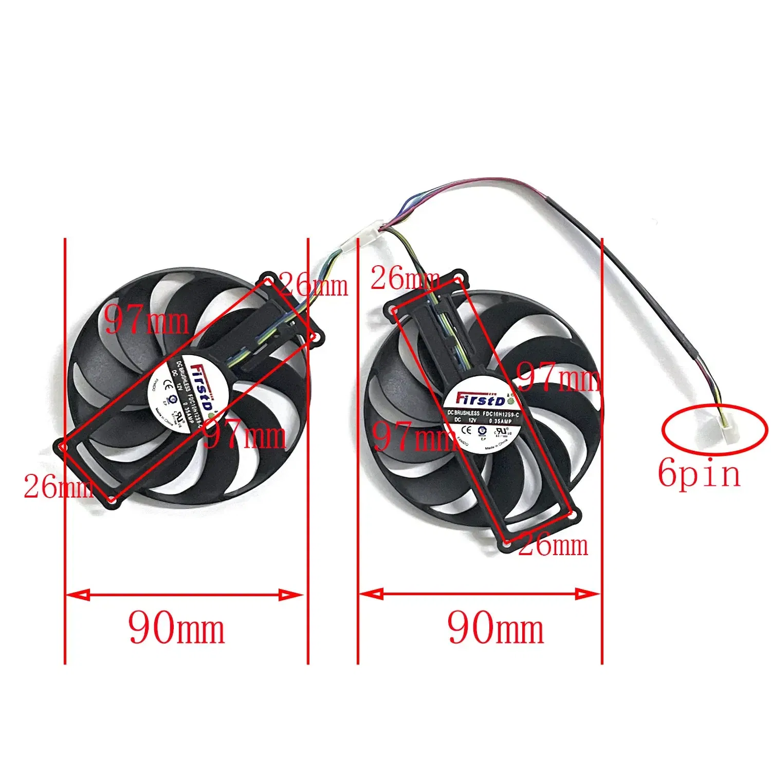 FDC10H12S9-C T129215SU 6PIN RTX 2060 Super GPU Fan for ASUS GTX 1660 1660Ti Dual EVO OC RTX2070 Graphics Card Cooler Fan