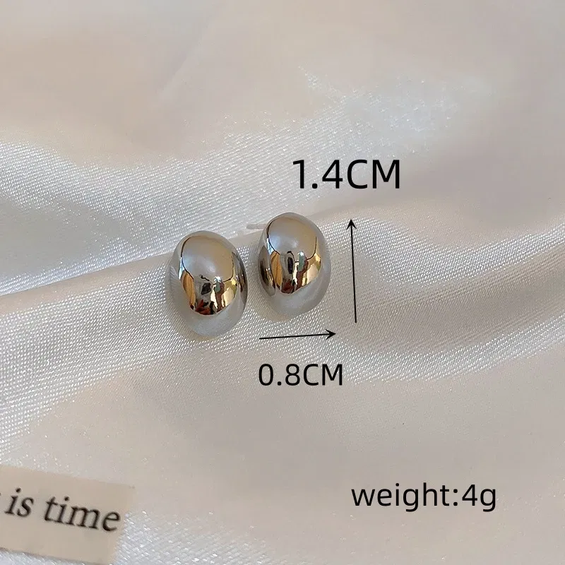 Metal Color: Light Yellow Gold Color - New Metal Geometry Bean Gold Silver Color Stud Earring for Women Female Sweet Jewelry Wedding Christmas Gift