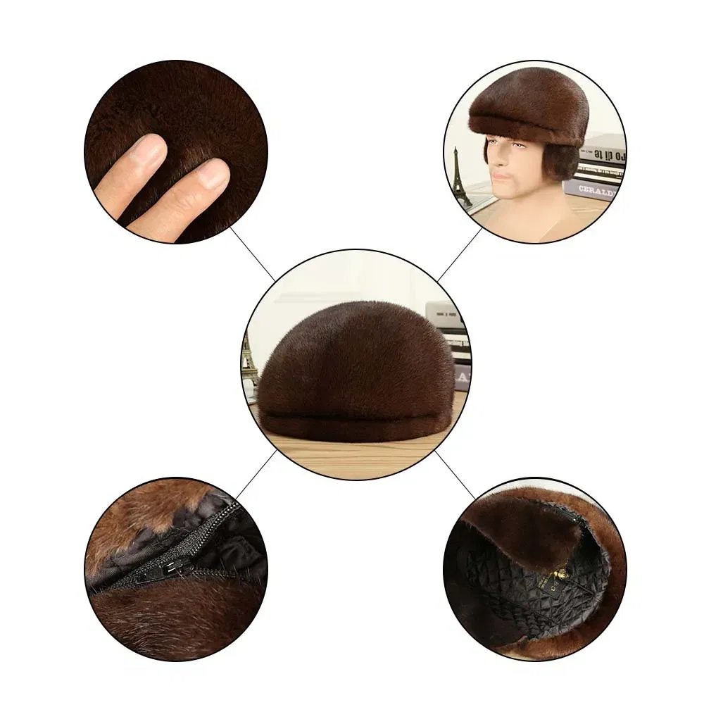 Color: black, Hat Size: One Size - Real Mink Fur Hat Women'S Winter Fashion Beret Hat Warm Mink Fur Knight Beret Hat Luxury Keep Warm Russian Lady Caps