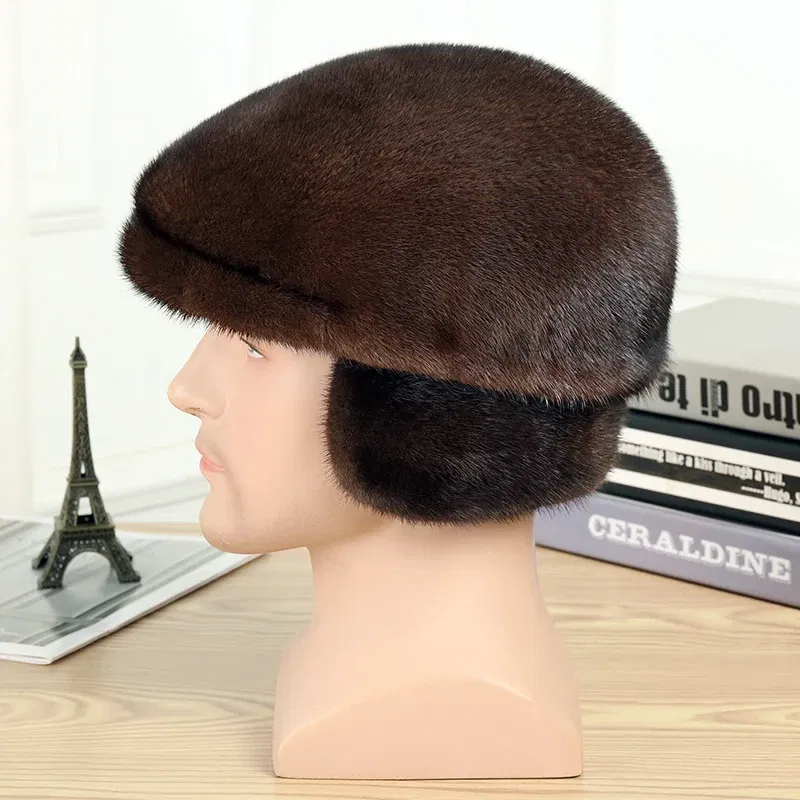 Color: black, Hat Size: One Size - Real Mink Fur Hat Women'S Winter Fashion Beret Hat Warm Mink Fur Knight Beret Hat Luxury Keep Warm Russian Lady Caps