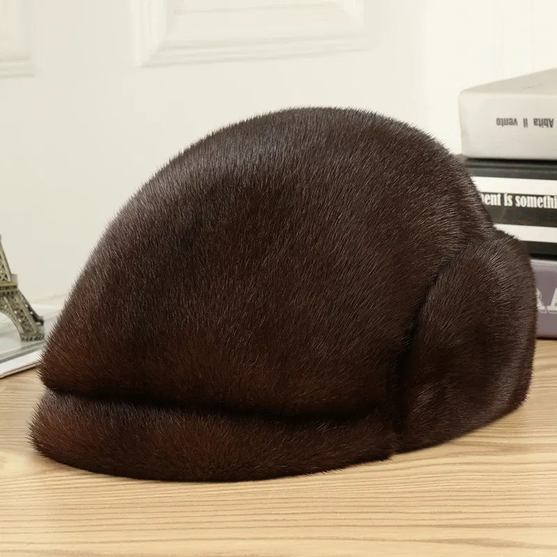 Color: black, Hat Size: One Size - Real Mink Fur Hat Women'S Winter Fashion Beret Hat Warm Mink Fur Knight Beret Hat Luxury Keep Warm Russian Lady Caps