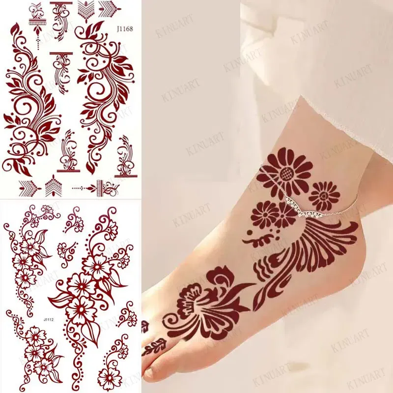 Color: apple green, Ships From: CHINA - Waterproof Temporary Tattoos for Women Henna Tattoo Stickers Mehndi Design Fake Tattoo for Hand Leg Sleeve Body Art Hena Tatoo