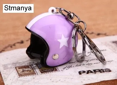 Color: PURPLE - New Motorcycle Helmets Key chain Women men Cute Safety Helmet Car Keychain Bags Hot Key Ring gift Jewelry wholesale 17022