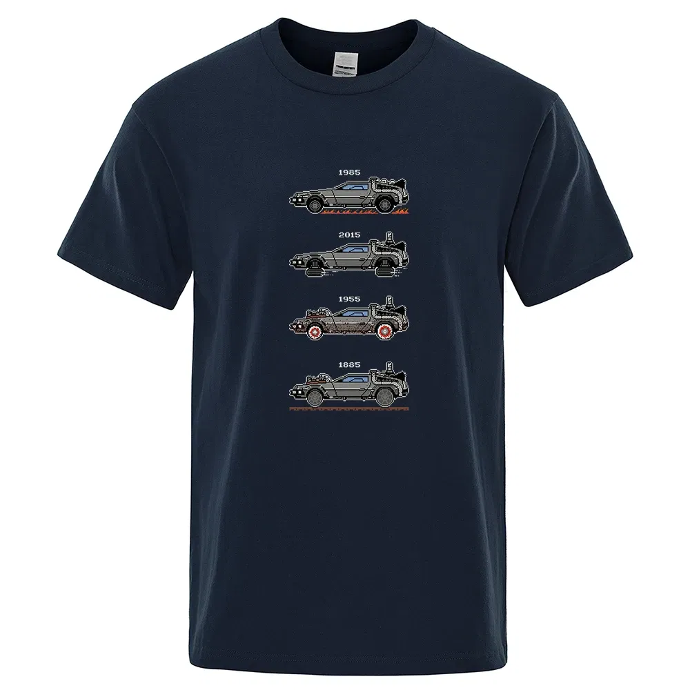 Color: Khaki, Size: XL - Retro Style Back To The Future Print Funny Tshirts Men Women Cotton T-Shirts Oversized Loose Tee Clothes Harajuku O-Neck Tops
