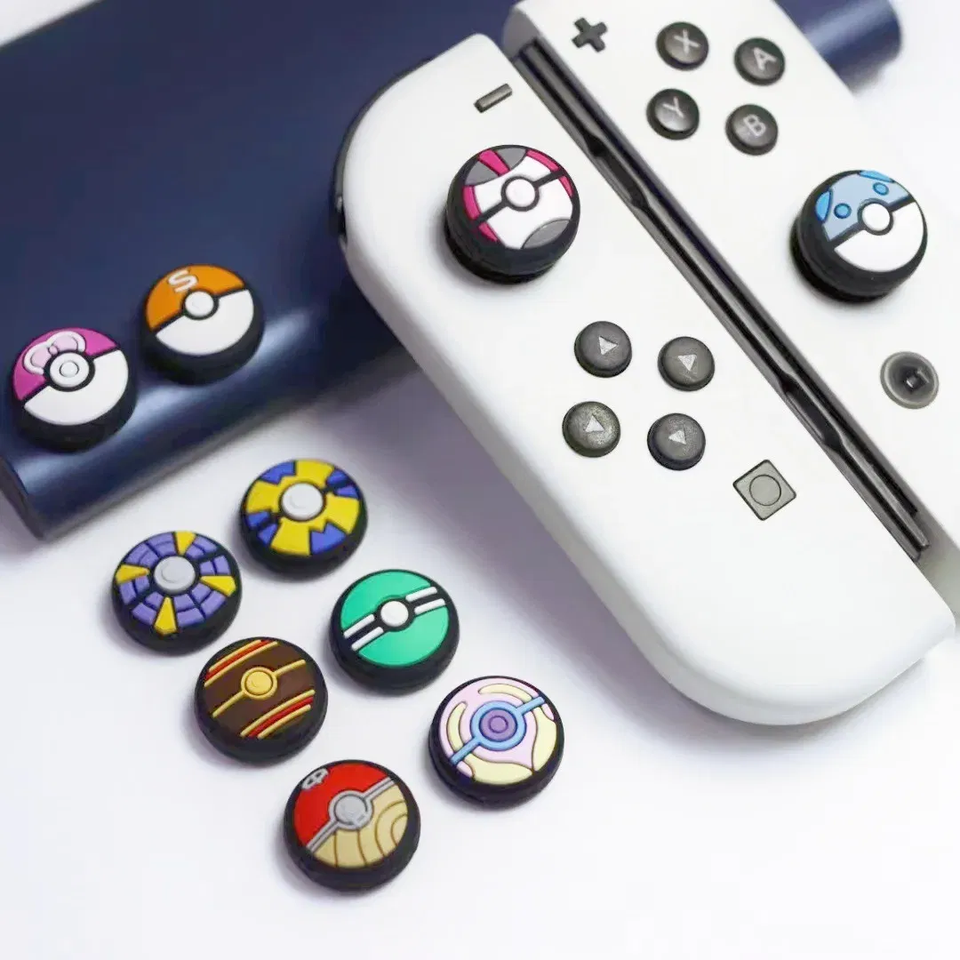Color: Blue - 8pcs Cartoon Silicone Analog Thumb Grip Caps Compatible with Nintendo Switch OLED/Switch Lite/Switch Joystick Protective Cover