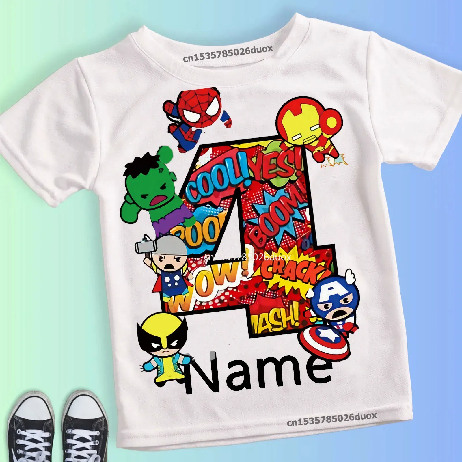 Color: black, Kid Size: 8T - Summer 2024 3 4 5 6 7 8 9 Marvel SuperHero Birthday Girl Short Sleeved T-shirt The Avengers Personalize Name Birthday Boy Shirt