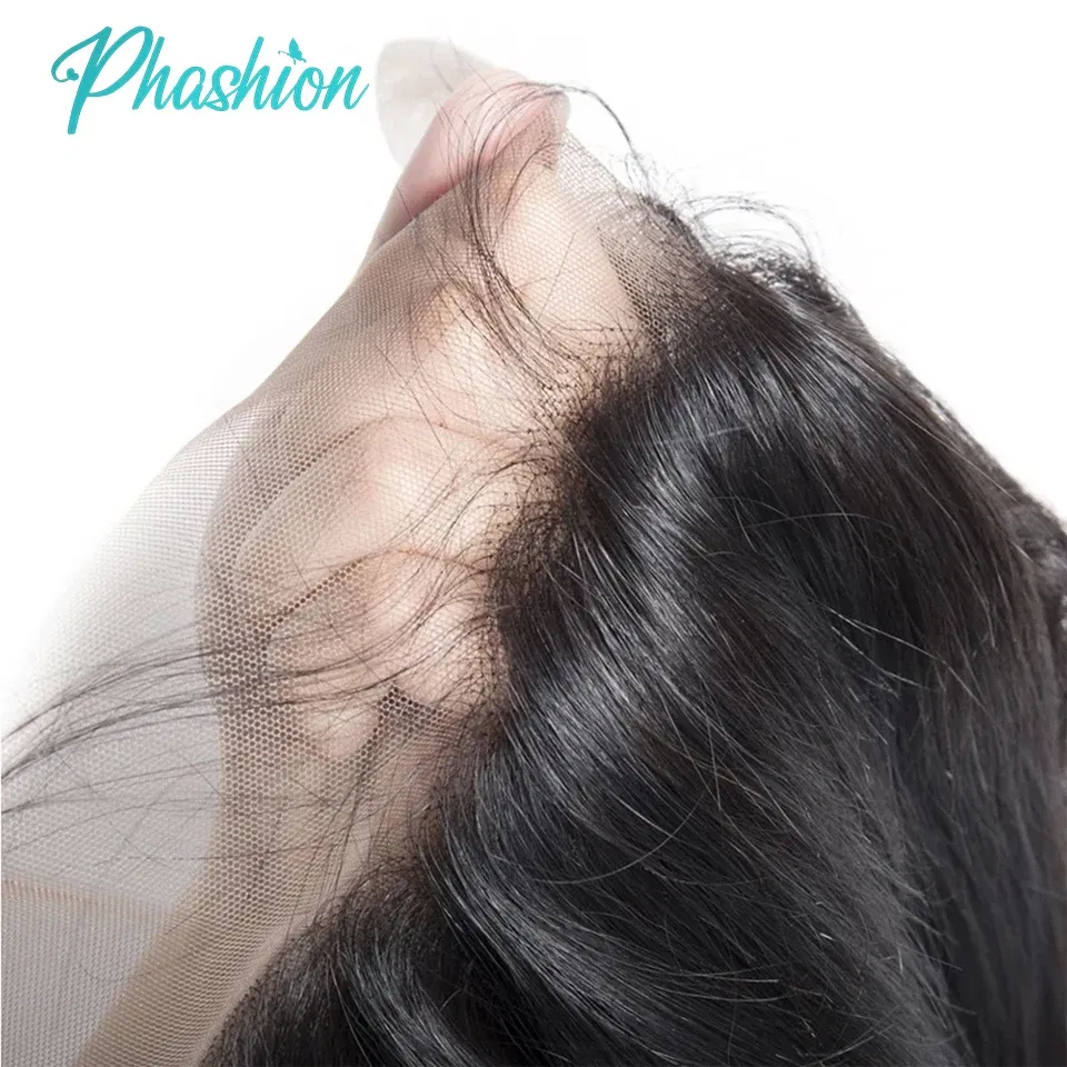 Color: Natural Color, Stretched Length: 16inches - Phashion 26 28 Inch13x6 Lace Frontal Straight Pre Plucked Swiss HD Transparent Full Front Only Natural Black 100% Human Hair