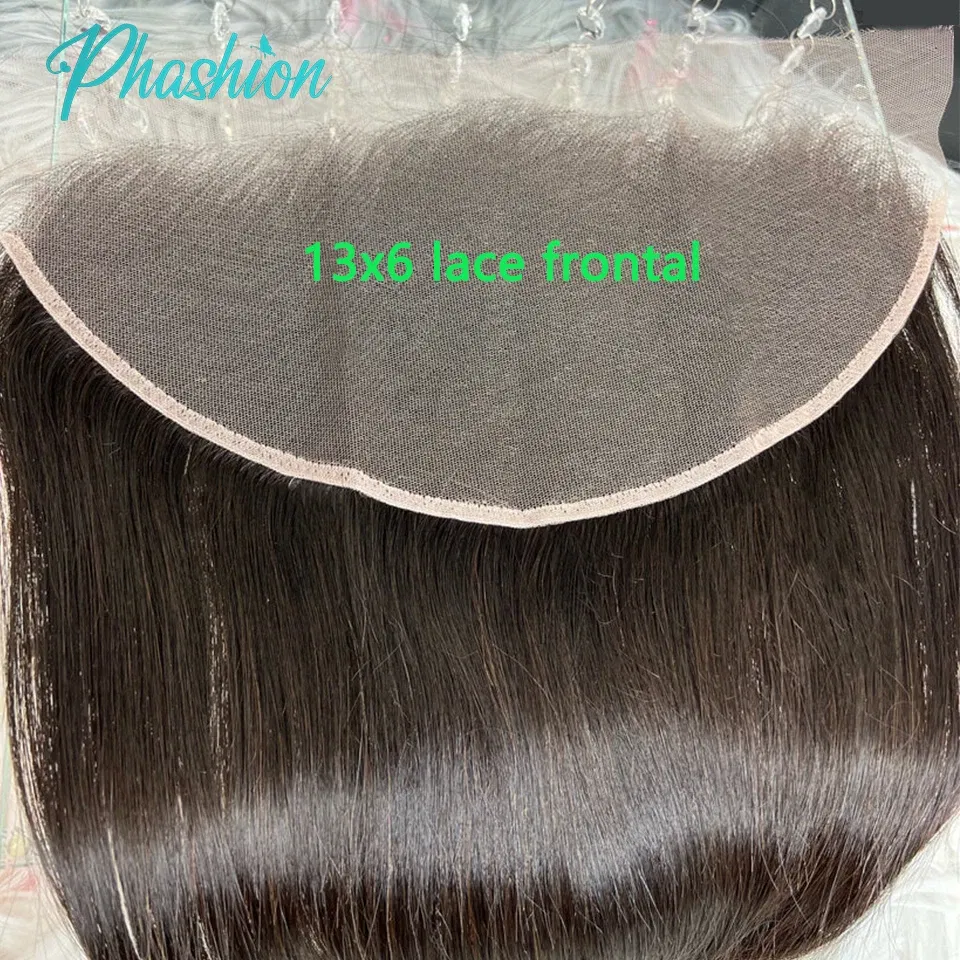 Color: Natural Color, Stretched Length: 16inches - Phashion 26 28 Inch13x6 Lace Frontal Straight Pre Plucked Swiss HD Transparent Full Front Only Natural Black 100% Human Hair