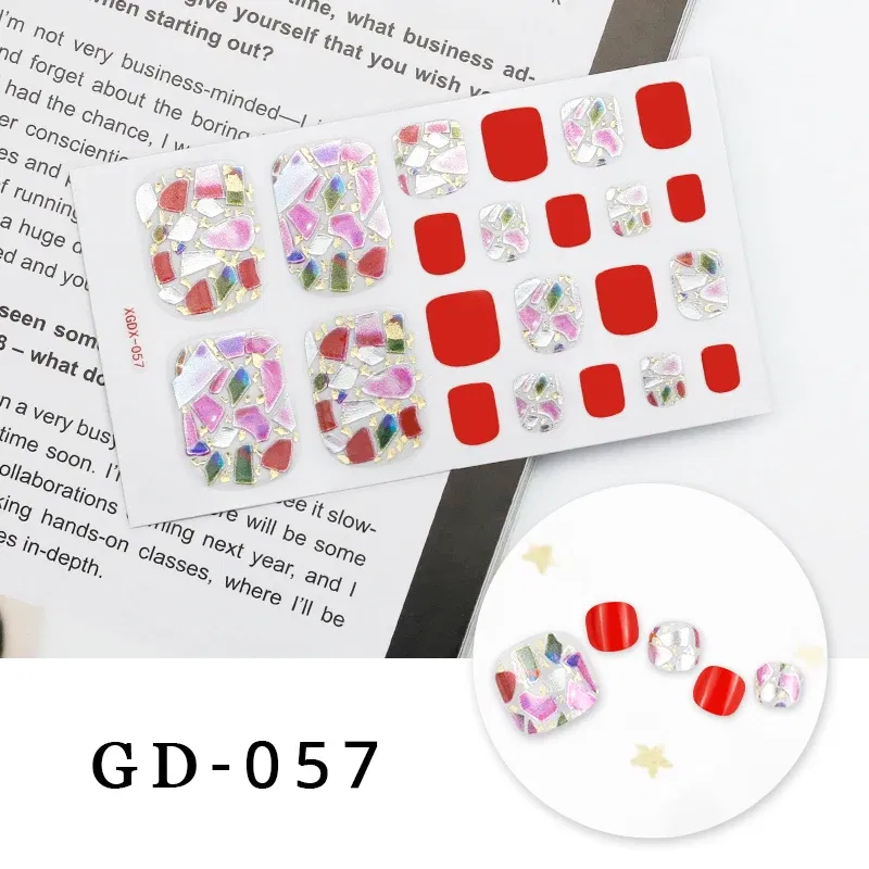 Color: Sky Blue - Colorful Nail Stickers Foot Shiny Glitter Nails  Charms Full Cover Self-Adhesive Nail Polish Stickers for Nails Art