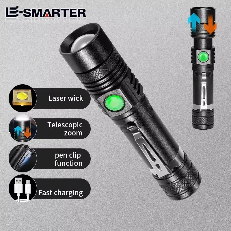 Emitting Color: changeable - Ultra Bright Flashlight USB Linterna LED Torch Lanterna Power Tips Bicycle Light Rechargeable Use 18650
