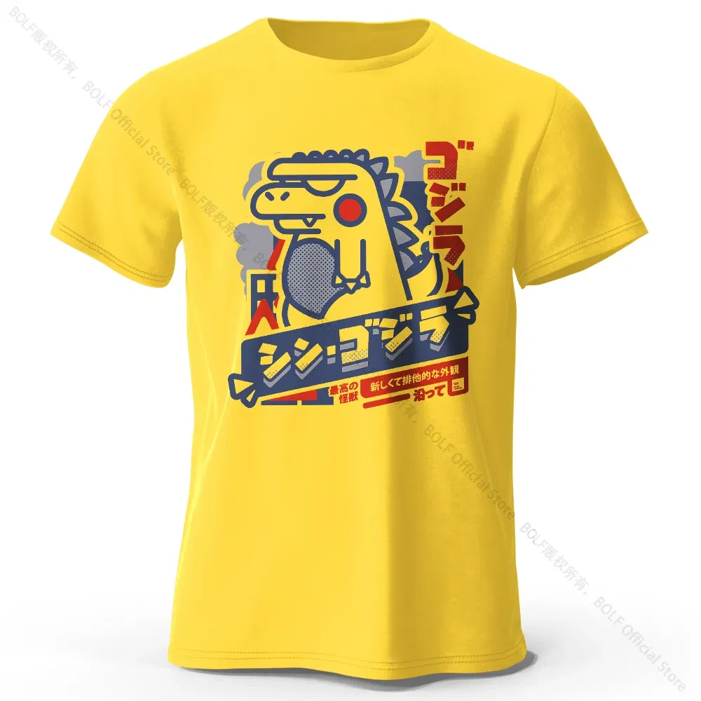 Color: Yellow, Size: L - Harajuku Kawaii Animal Printed 100% Cotton T-Shirt, Lightweight Round Neck Short Sleeve Tee, Unisex Casual Wear