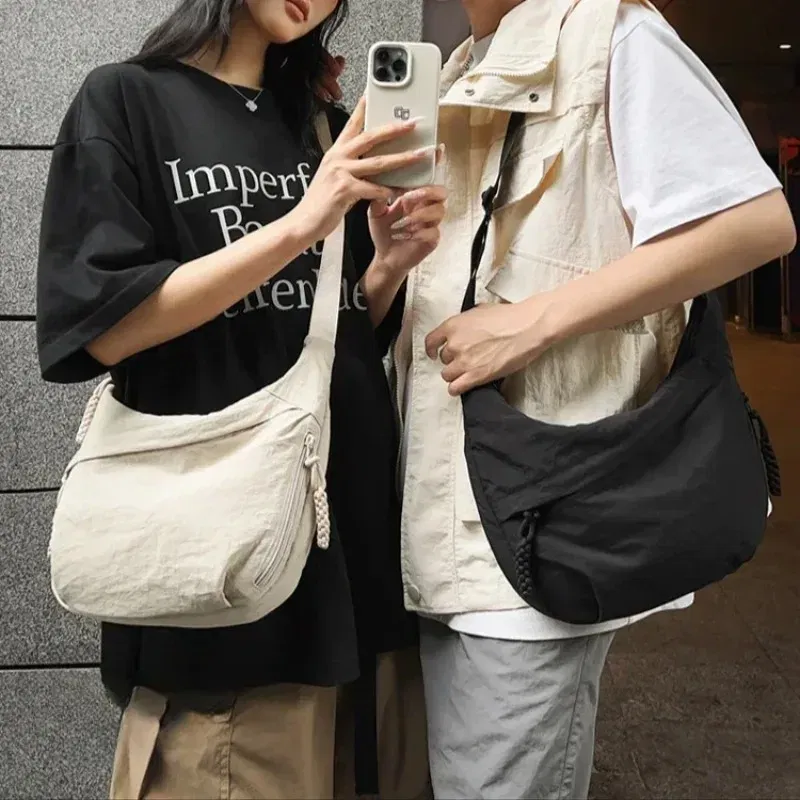 Color: Blue - Trendy Women's Soft Cloth Shoulder Bag Solid Color Student Casual Style Big Handbags Crossbody Bags for Women Shoulder Hobos Bag