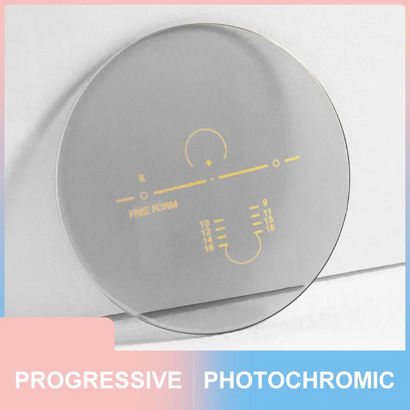 Lenses Color: green, Lens Index: 1.74 - Photochromic Free Form Progressive Optical Multifocal Prescription Lenses Fast and Deep Color Change Performance