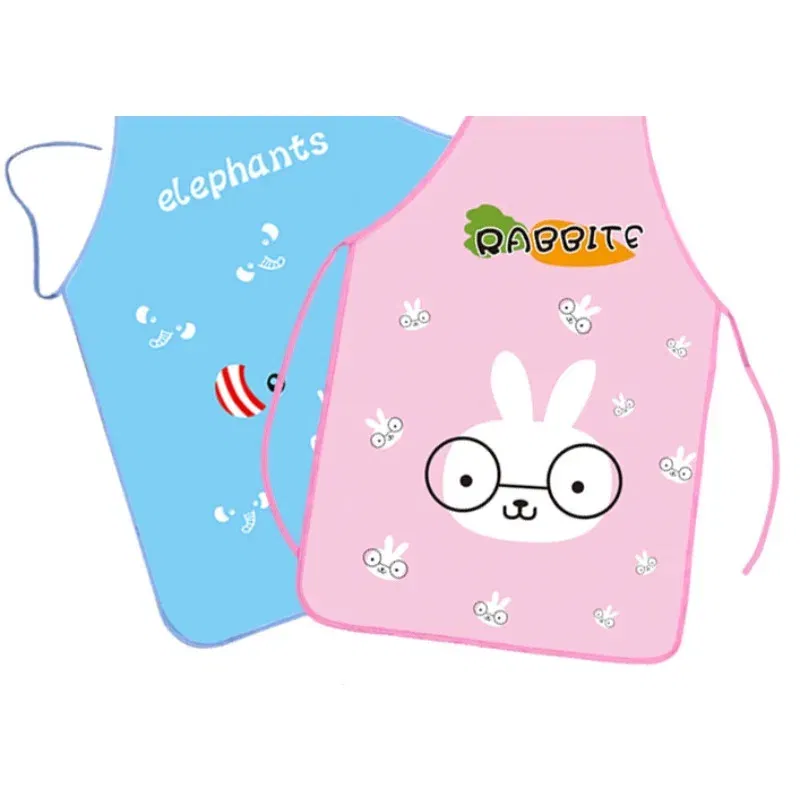 Color: Light Grey - 70x50cm Cute Kitchen Household Adult Antifouling Apron Sleeveless Waterproof PVC Cartoon Printed Women Aprons Cleaning Accessory